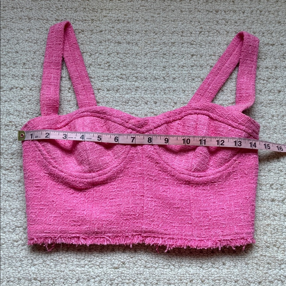 Zara Women’s Pink Textured Bustier Crop Top Size Small - Picture 9 of 11